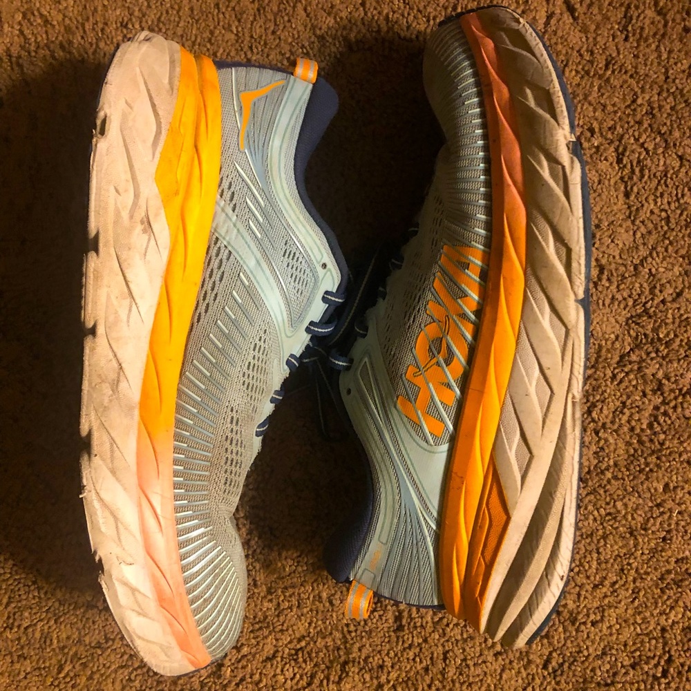 Hoka One running shoes. Great for joint support in hips, knees, and back.